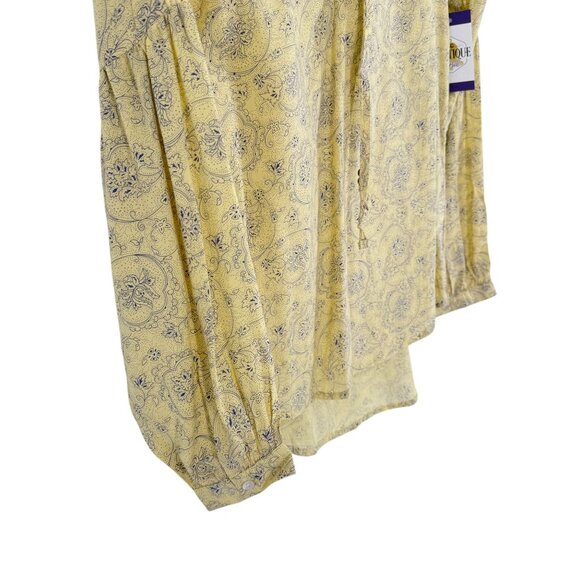 NWT Noble Outfitters XS Shirt Yellow Paisley Peasant Blouse Folklore Lace 21007 - Picture 12 of 16